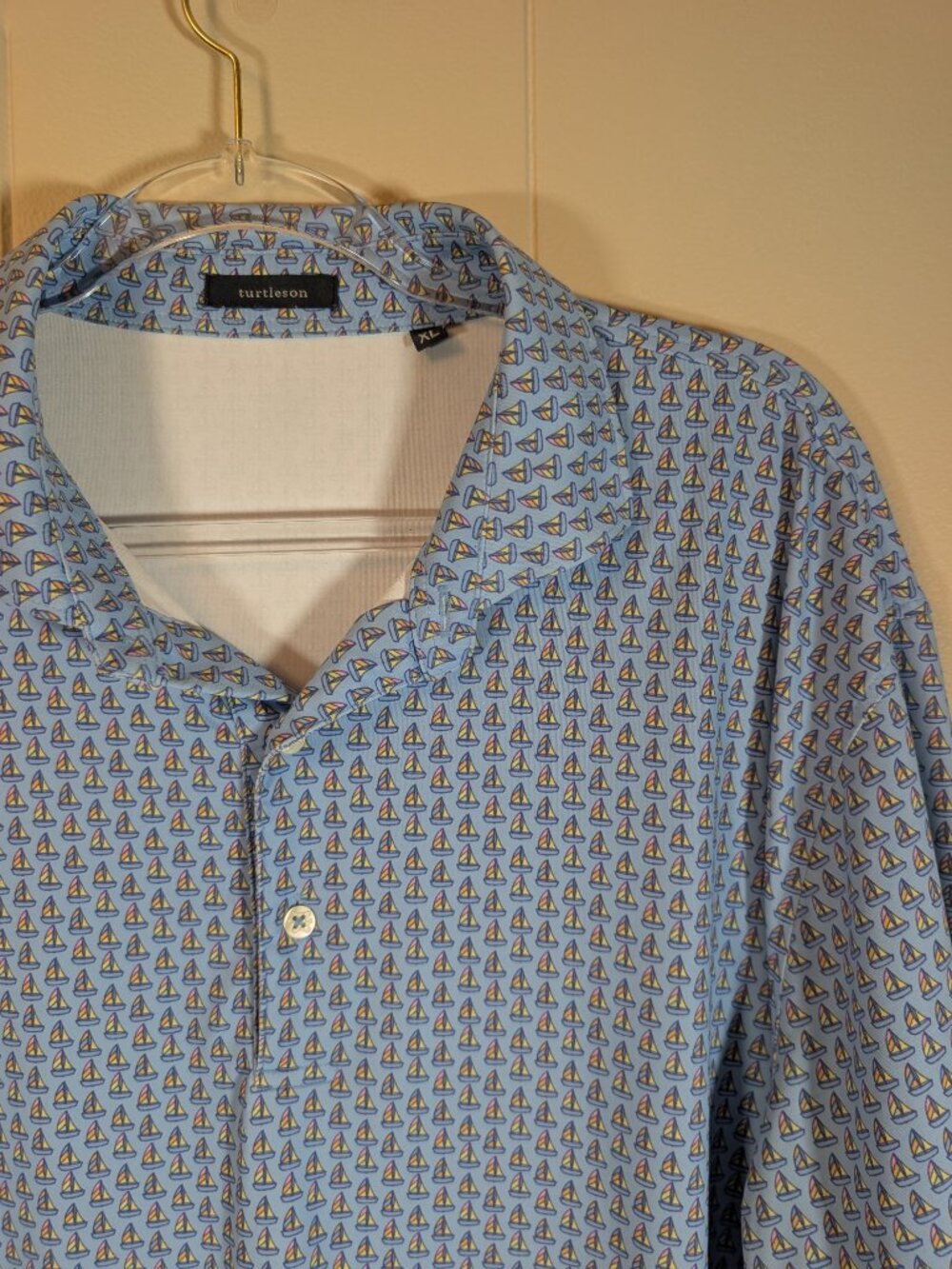 SAILBOAT Turtleson Performance Polo XL Blue Nautical Golf Coastal Stretch